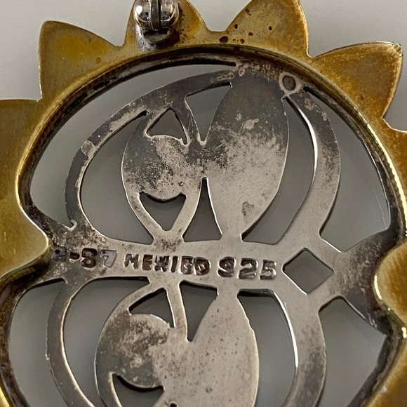 Vintage Mexican Sterling Smiling Sun Pendant - Picture 4 of 6